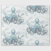 Matt Blue Octopus Wrapping Papger Cadeaupapier (Vlak)