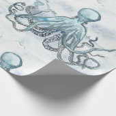 Matt Blue Octopus Wrapping Papger Cadeaupapier (Hoek)