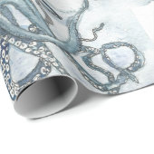 Matt Blue Octopus Wrapping Papger Cadeaupapier (Rol Hoek)