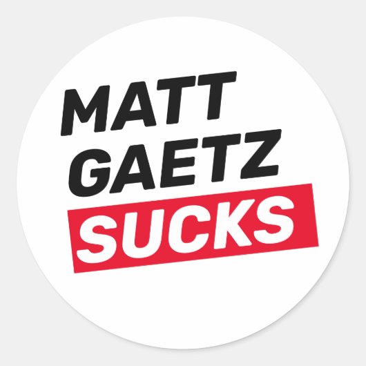 Matt Gaetz Sucks Ronde Sticker (Voorkant)
