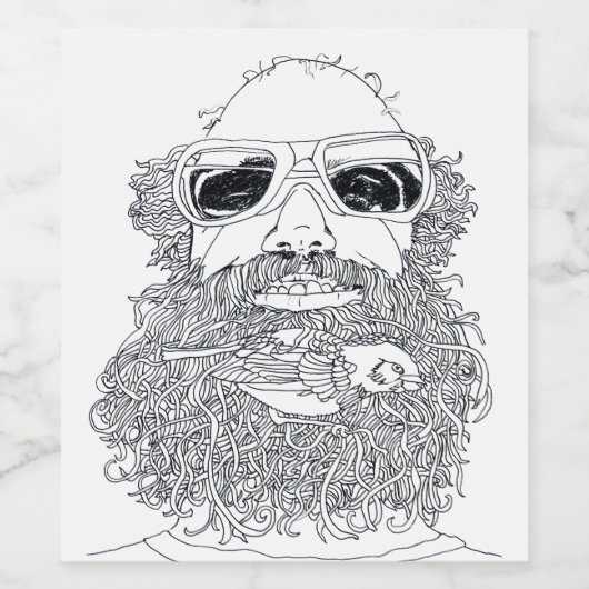 Matt heeft een vogel in zijn baard wijn etiket (Enkel label)