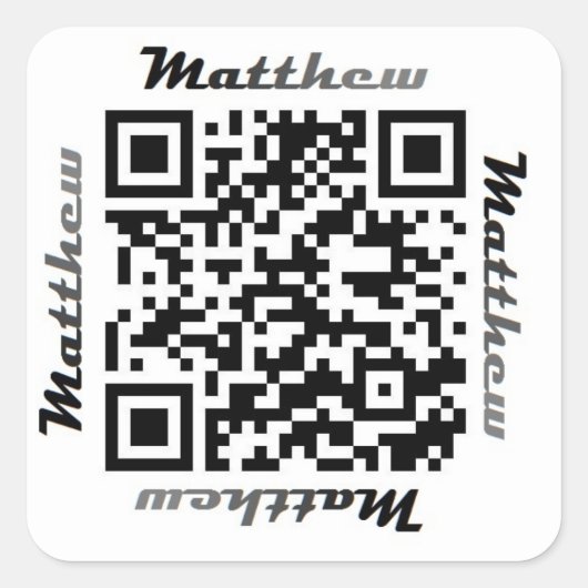 Matt (Matthew) QR Code Gepersonaliseerde NAAM Stic Vierkante Sticker (Voorkant)