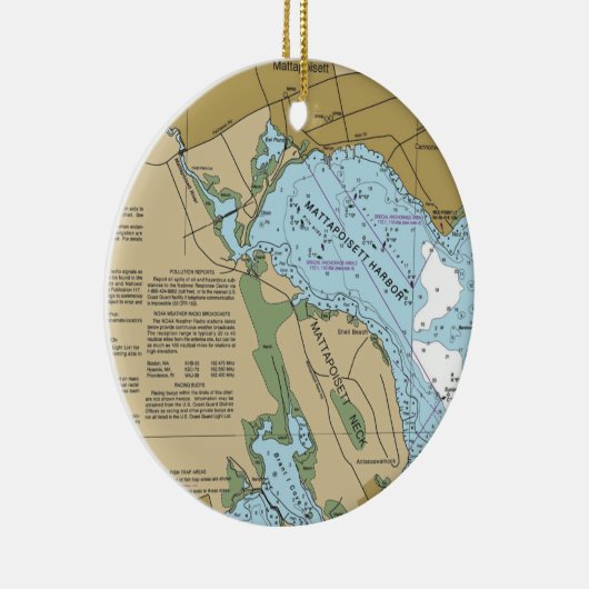 Mattapoisett MA Harbor Chart Keramisch Ornament (Rechts)