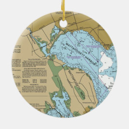 Mattapoisett MA Harbor Chart Keramisch Ornament