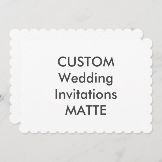 MATTE 120 lb 7 x 5-inch Scalloped Wedding Invitati Kaart (Voorkant / Achterkant)
