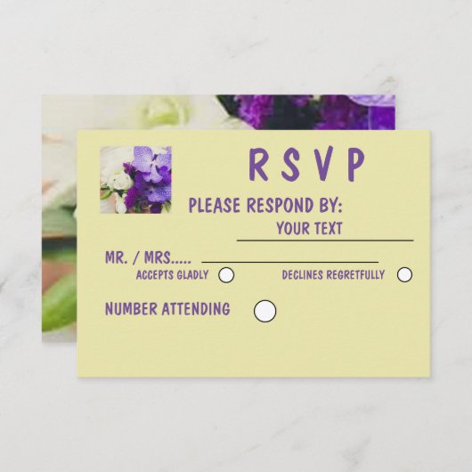 Matte 3,5 x 5 inch, standaard witte enveloppen inb RSVP kaartje (Voorkant / Achterkant)