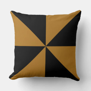 Matte Antiek Goud en Zwarte Pinwheel Kussen