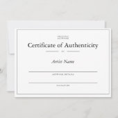 Matte authenticiteitscertificaat voor kunst kaart (Voorkant)