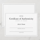 Matte authenticiteitscertificaat voor kunst kaart (Voorkant / Achterkant)