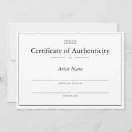 Matte authenticiteitscertificaat voor kunst kaart