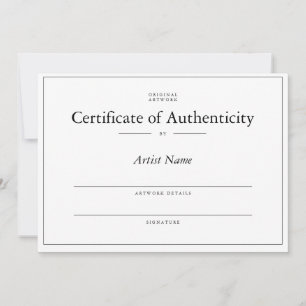 Matte authenticiteitscertificaat voor kunst kaart