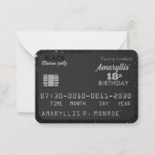 Matte Black Credit Kaart Verjaardagsuitnodigingen Notitiekaartje (Voorkant)