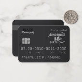 Matte Black Credit Kaart Verjaardagsuitnodigingen Notitiekaartje (Voorkant / Achterkant in situ)
