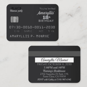 Matte Black Credit Kaart Verjaardagsuitnodigingen Notitiekaartje