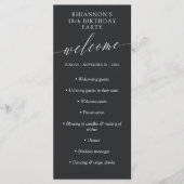 Matte Black Delicate Calligraphy Birthday Party Programmakaart (Voorkant)
