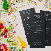 Matte Black Delicate Calligraphy Birthday Party Programmakaart