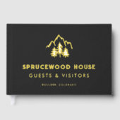 Matte Black Gold Mountains Pines BnB Huurcabine Gastenboek (Voorkant)