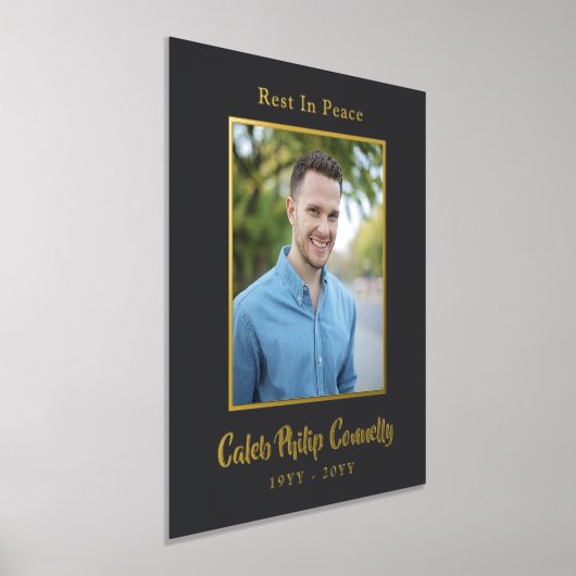 Matte Black Gold Rest in vredesnaam Foto Memorial Folie Afdrukken (Laagn)