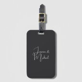Matte Black Handwriting Couple Names Wedding Bagagelabel (Voorkant (verticaal))