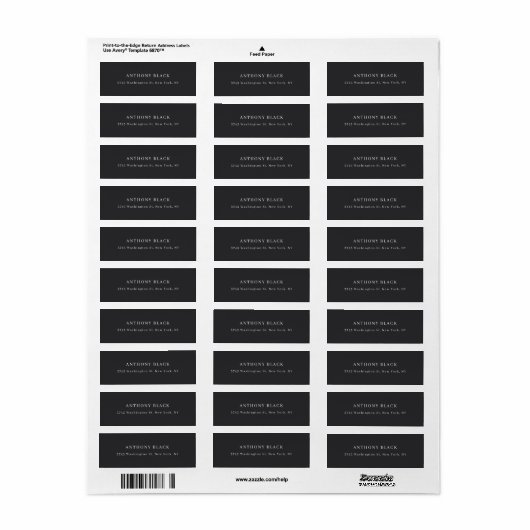 Matte Black Minimalist Plain Elegant Classical Etiket (Full Sheet)