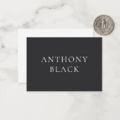 Matte Black Minimalist Plain Elegant Classical Notitiekaartje (Voorkant / Achterkant in situ)