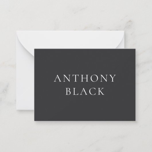 Matte Black Minimalist Plain Elegant Classical Notitiekaartje (Voorkant)
