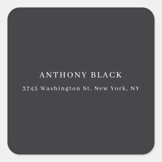 Matte Black Minimalist Plain Elegant Classical Vierkante Sticker (Voorkant)