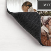 Matte Black Modern 4 Foto Collage & Name Muismat (Hoek)