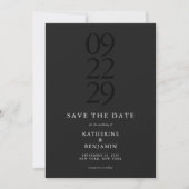 Matte Black Modern Minimalist Wedding Save The Date (Voorkant)