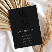 Matte Black Modern Minimalist Wedding Save The Date