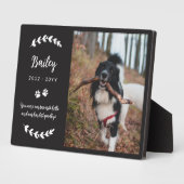 Matte Black Paws & Greenery Foto Pet Memorial Pla Fotoplaat (Zijkant)