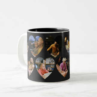Matte Black Photo Collage Mug with Heart Frames Tweekleurige Koffiemok