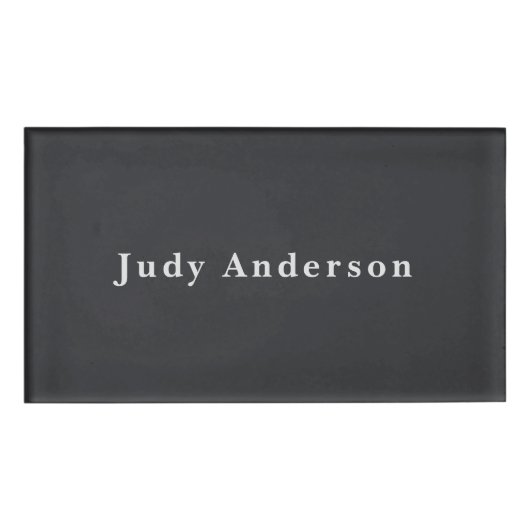 Matte Black Professional Plain Modern Elegant Naambadge (Voorkant)