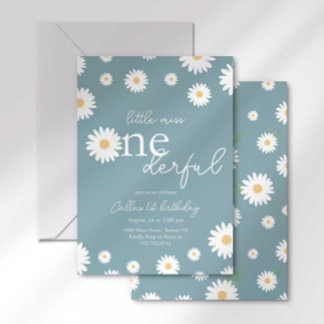 Matte Blauwe Daisy Klein Wonderbaarlijk Uitnodigin Kaart