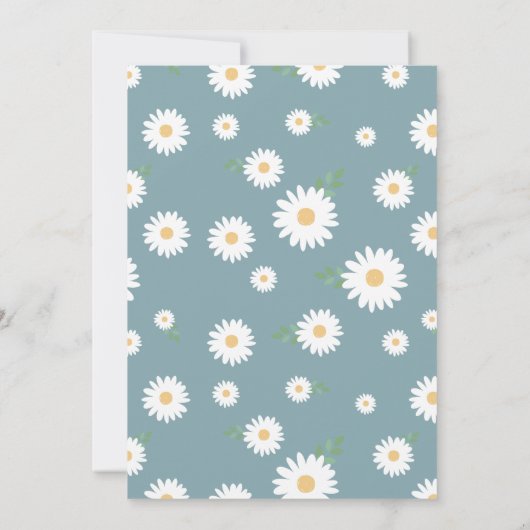 Matte Blue Daisy 50e Verjaardagsuitnodiging Kaart (Achterkant)
