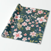 Matte Floral Wrapping Paper – Elegant Flower  Cadeaupapier (Uitgerold)