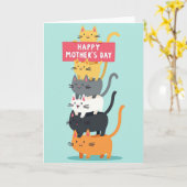 Matte Gestapelde Katten Liefde Kaart (Gele Bloem)
