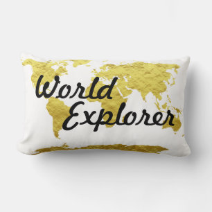 Matte Gold Kijk World Explorer Wereldkaart Kussen