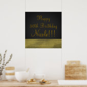Matte Gold Modern Glam Sequin Party Banner Poster (Keuken)