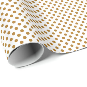Matte Gold Polka Dots op Wit Cadeaupapier
