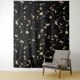 Matte Goud en Roze Goud Vlokken Zwart Wandkleed