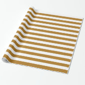 Matte Goud en Witte Streep Cadeaupapier (Uitgerold)