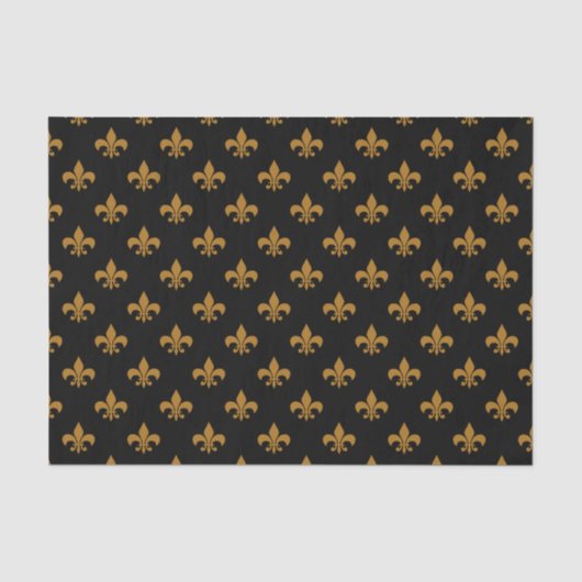 Matte goud Fleur-de-lis op zwart Tissuepapier (Voorkant)