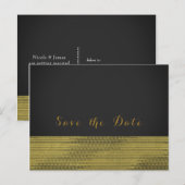 Matte Goud Moderne Glam Sequins Chic Save the Date Aankondigingskaart (Voorkant / Achterkant)