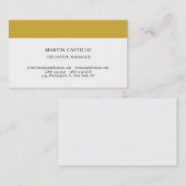 Matte Goud Witte Moderne Professionele Serif Lette Visitekaartje (Voorkant / Achterkant)