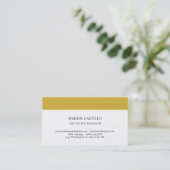 Matte Goud Witte Moderne Professionele Serif Lette Visitekaartje (Staand voorkant)