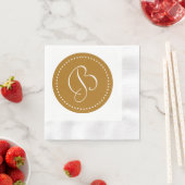 Matte Goud/Witte Stip Monogram Servet (Insitu)