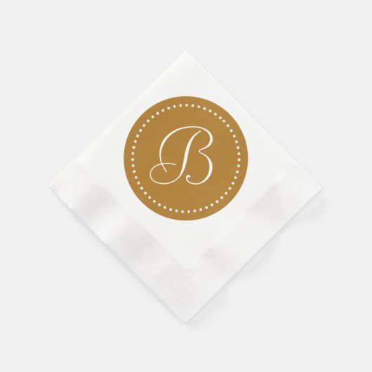 Matte Goud/Witte Stip Monogram Servet (Hoek)