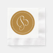 Matte Goud/Witte Stip Monogram Servet (Voorkant)