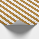 Matte gouden en witte streep cadeaupapier (Hoek)